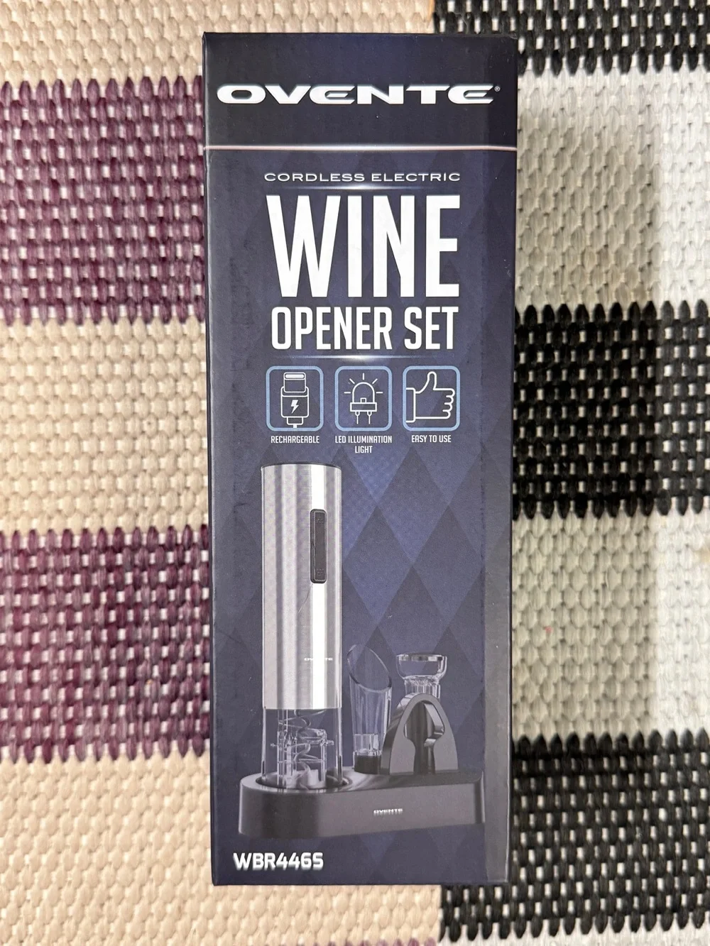 Ovente Cordless Electric Wine Opener Set